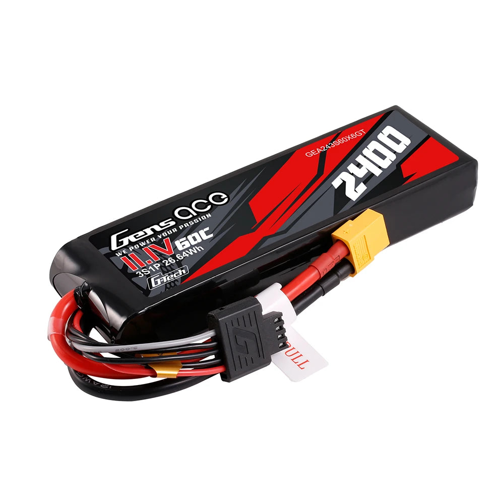 Gens ace 2400mAh 3S 60C 11.1V Lipo Battery | XT60 Plug | Car Classic