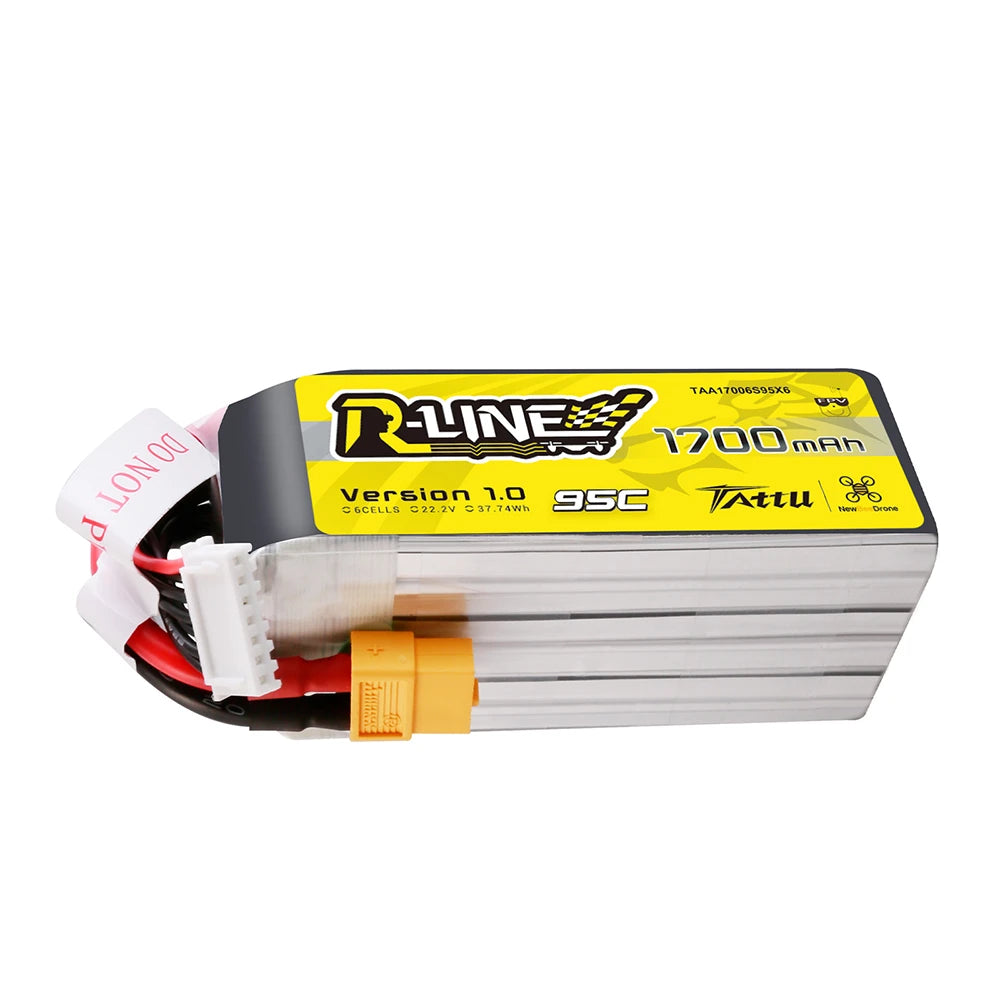 Tattu 1700mAh 6S 95C 22.2V Lipo Battery | XT60 Plug | R-Line 1.0