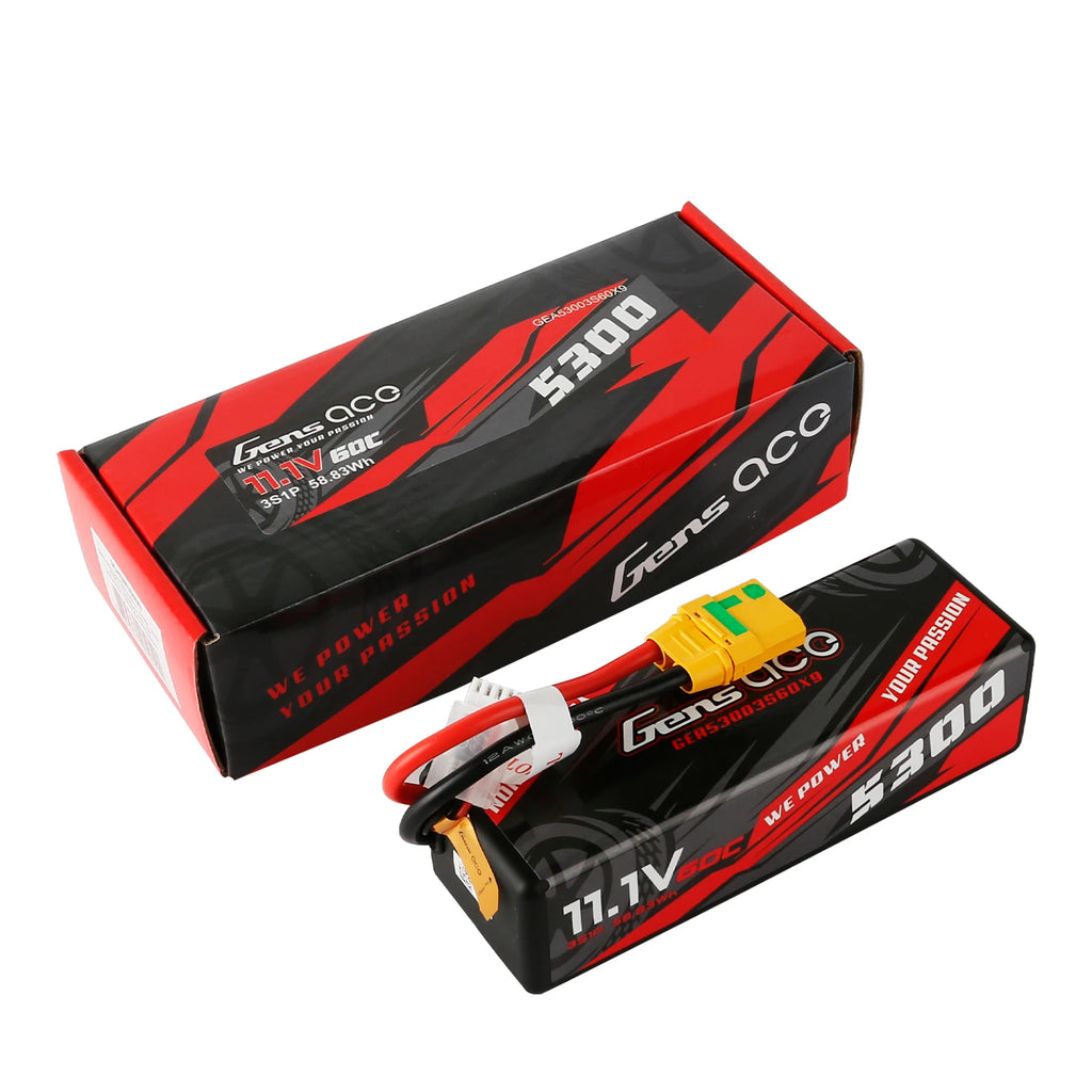 Gens ace 5300mAh 3S 60C 11.1V Lipo Battery | Hardcase | XT90 Plug | Car Classic (Non-G-Tech)