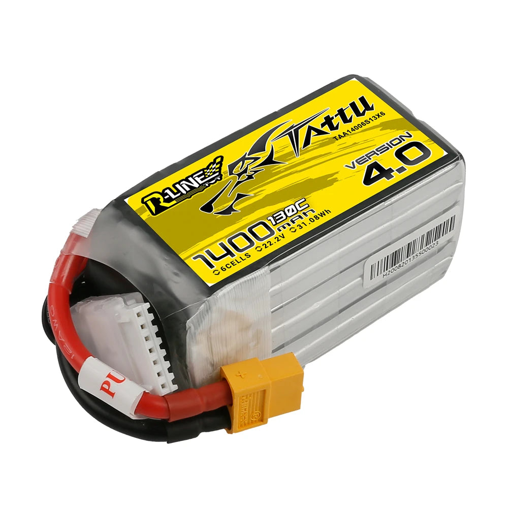 Tattu 1400mAh 6S 130C 22.2V Lipo Battery | XT60 Plug | R-Line 4.0