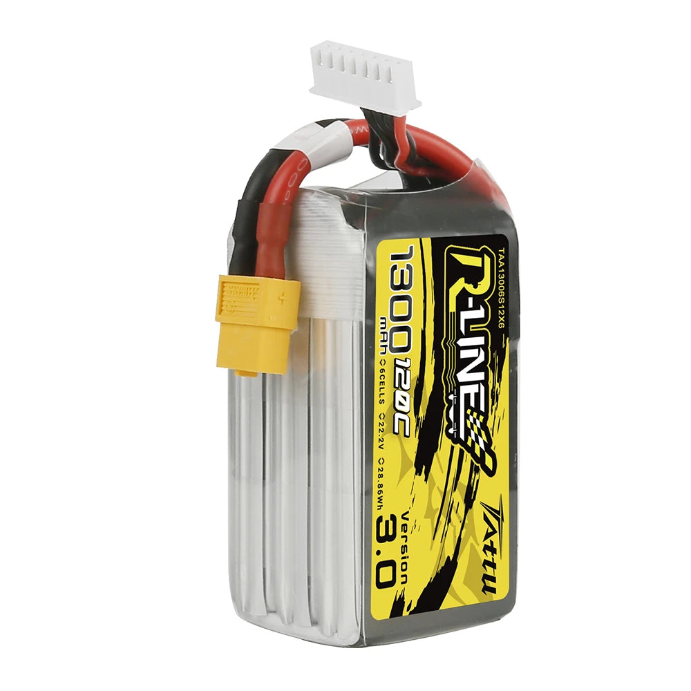 Tattu 1300mAh 6S 120C 22.2V Lipo Battery | XT60 Plug | R-Line 3.0