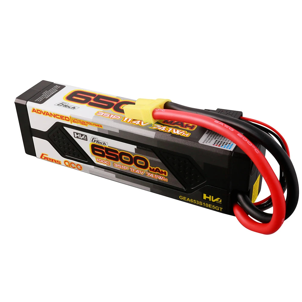 Gens ace 6500mAh 3S 100C 11.4V(HV) Lipo Battery | Hardcase | EC5 Plug | Advanced
