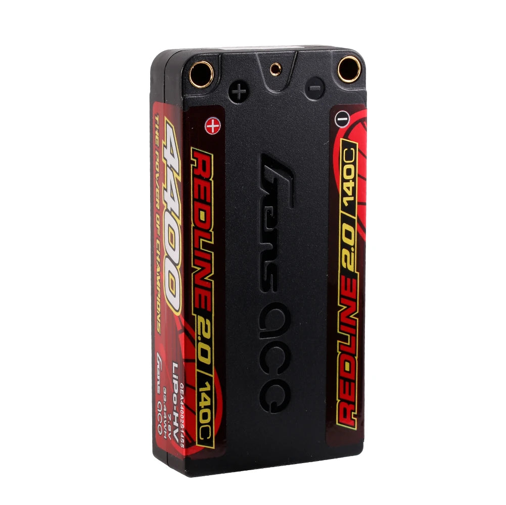 Gens ace 4400mAh 2S 140C 7.6V(HV) Shorty Lipo Battery | 5.0mm bullet | Redline 2.0