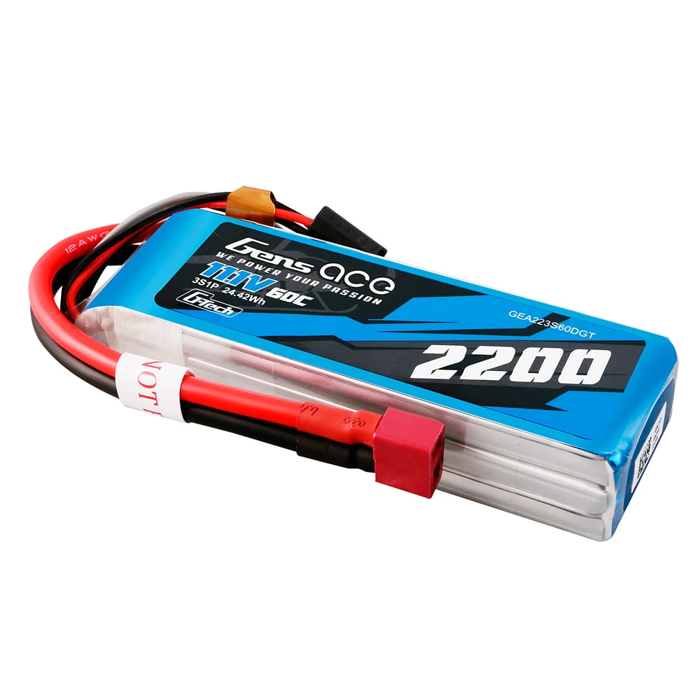 Gens ace 2200mAh 3S 60C 11.1V Lipo Battery | Deans Plug | Air Classic