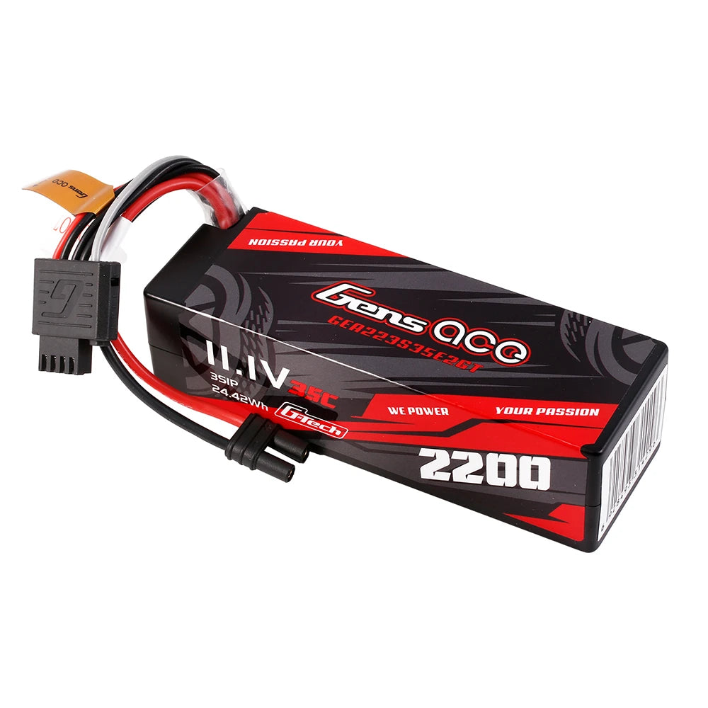 Gens ace 2200mAh 3S 35C 11.1V Lipo Battery | Hardcase | IEC2 Plug | Car Classic
