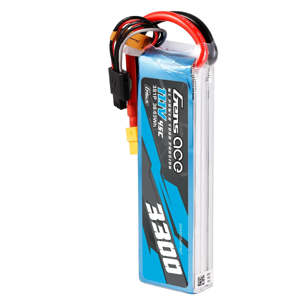 Gens ace 3300mAh 3S 45C 11.1V Lipo Battery | EC3+Deans | Air Classic