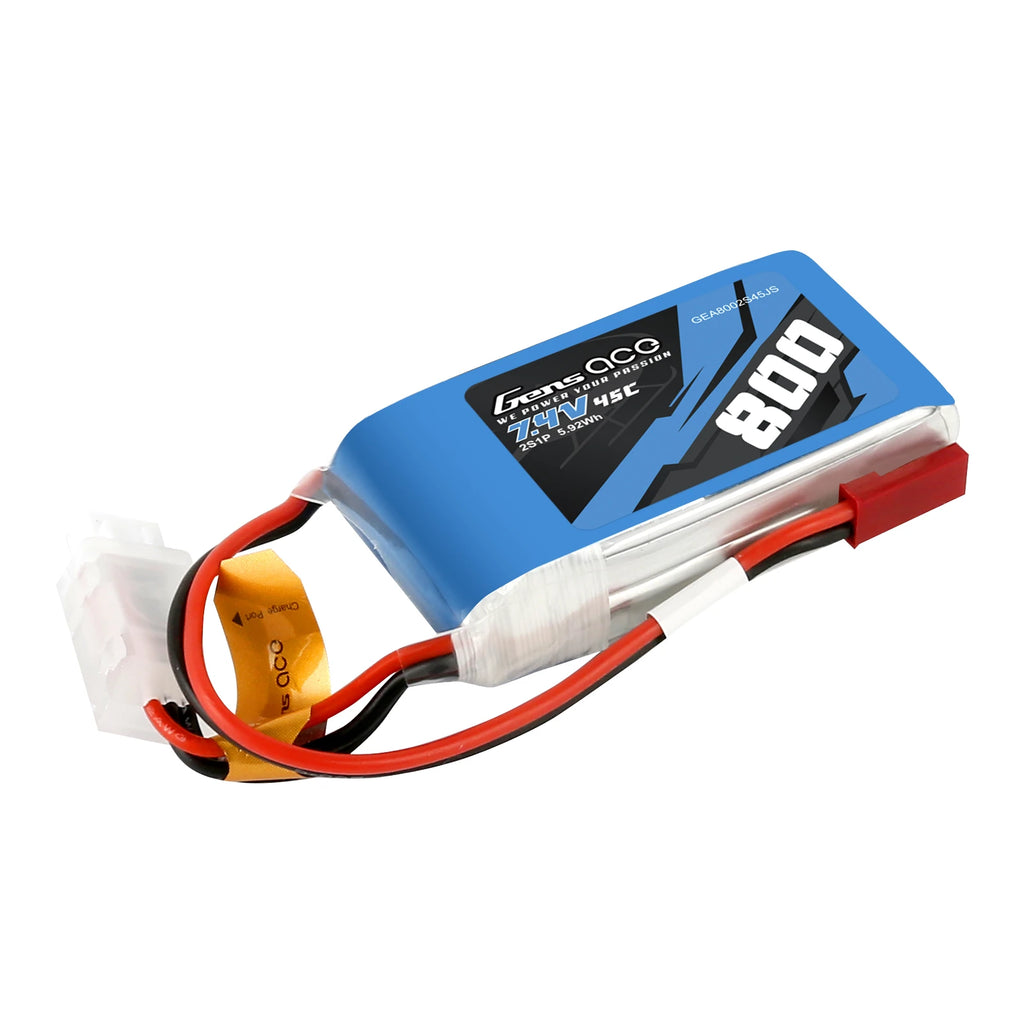 Gens ace 800mAh 2S 45C 7.4V Lipo Battery | JST-SYP Plug | Air Classic (Non-G-Tech)