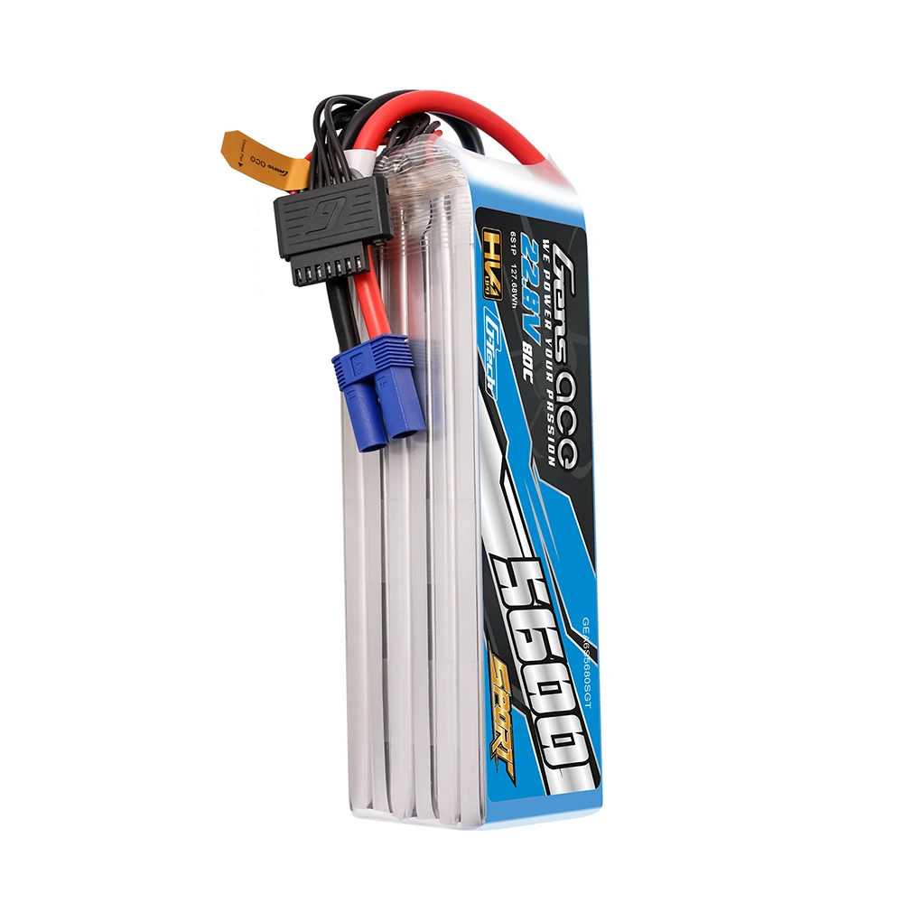 Gens ace 5600mAh 6S 80C 22.8V(HV) Lipo Battery | EC5 Plug | Sport