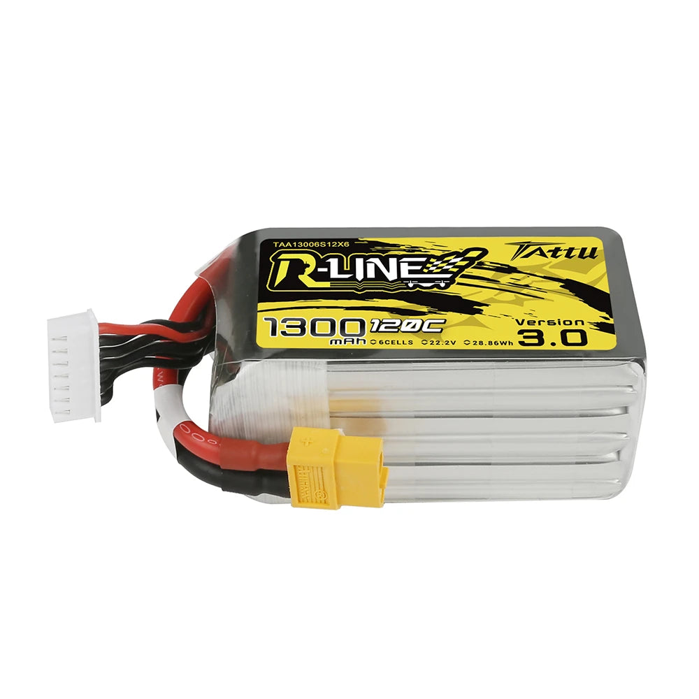 Tattu 1300mAh 6S 120C 22.2V Lipo Battery | XT60 Plug | R-Line 3.0