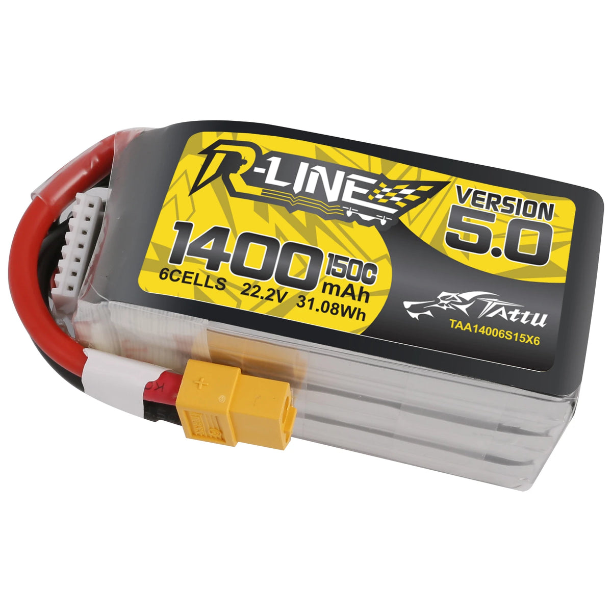 Tattu 1400mAh 6S 150C 22.2V Lipo Battery | XT60 Plug | R-Line 5.0