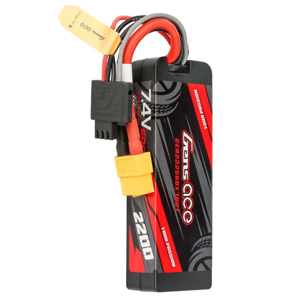 Gens ace 2200mAh 2S 60C 7.4V Lipo Battery | Hardcase | XT60 Plug | Car Classic