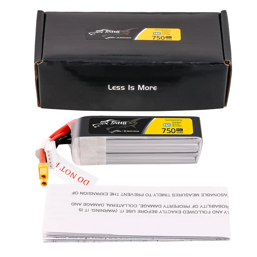 Tattu 750mAh 4S 95C 15.2V(HV) Lipo Battery | XT30 Plug | FPV Classic