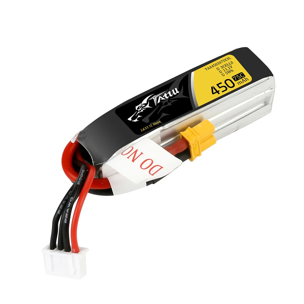 Tattu 450mAh 3S 75C 11.1V Long Lipo Battery | XT30 Plug | FPV Classic