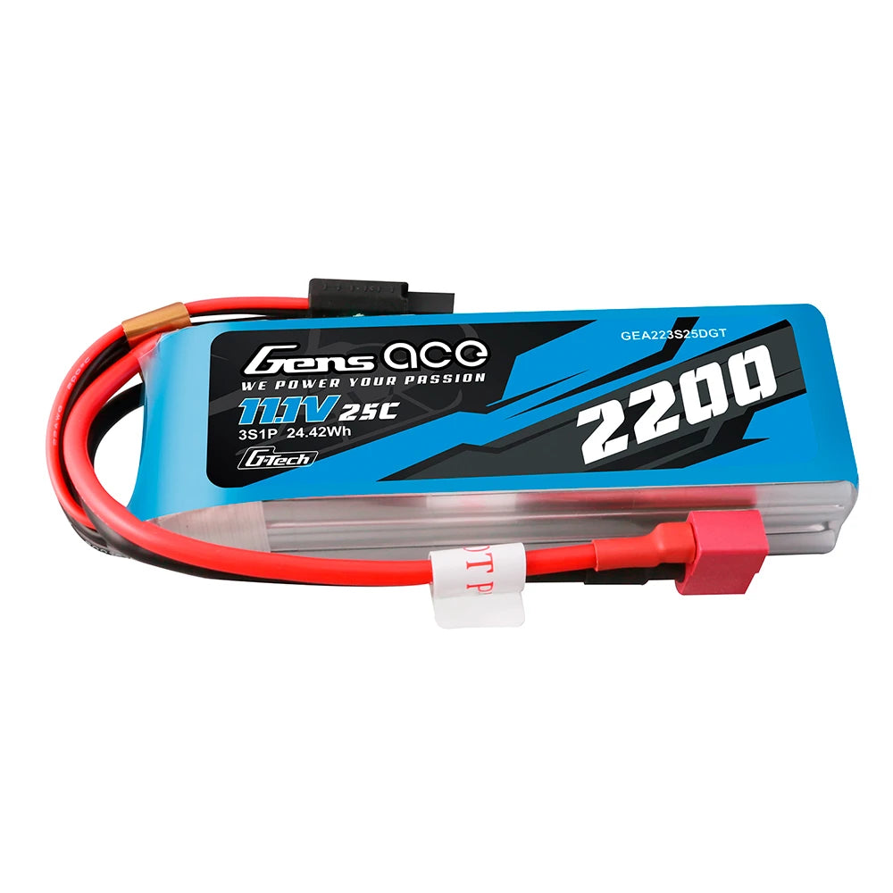 Gens ace 2200mAh 3S 25C 11.1V Lipo Battery | Deans Plug | Air Classic