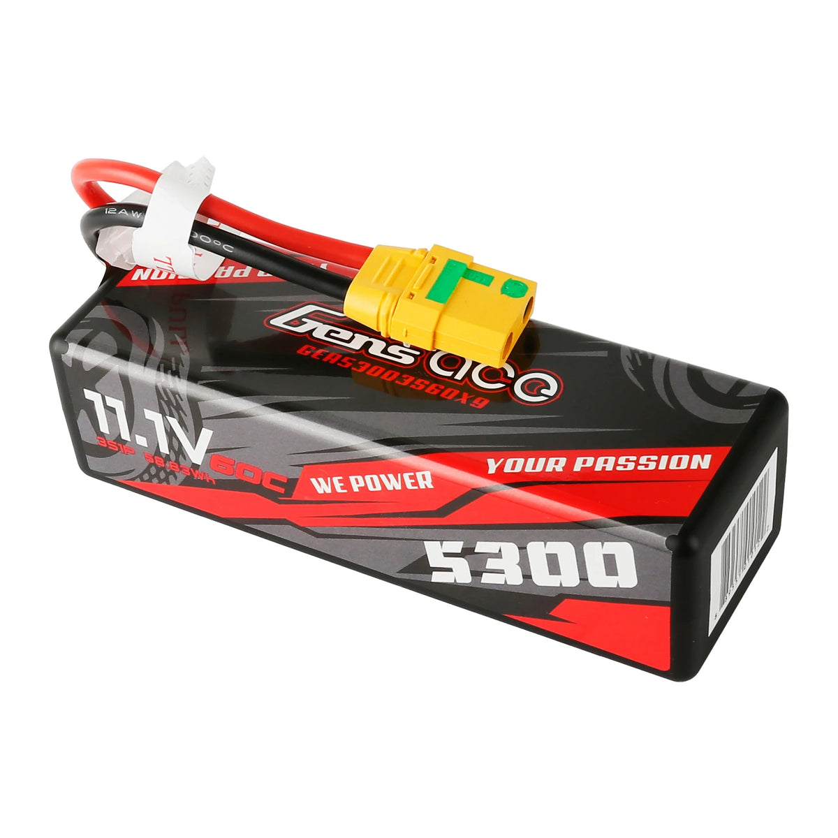 Gens ace 5300mAh 3S 60C 11.1V Lipo Battery | Hardcase | XT90 Plug | Car Classic (Non-G-Tech)