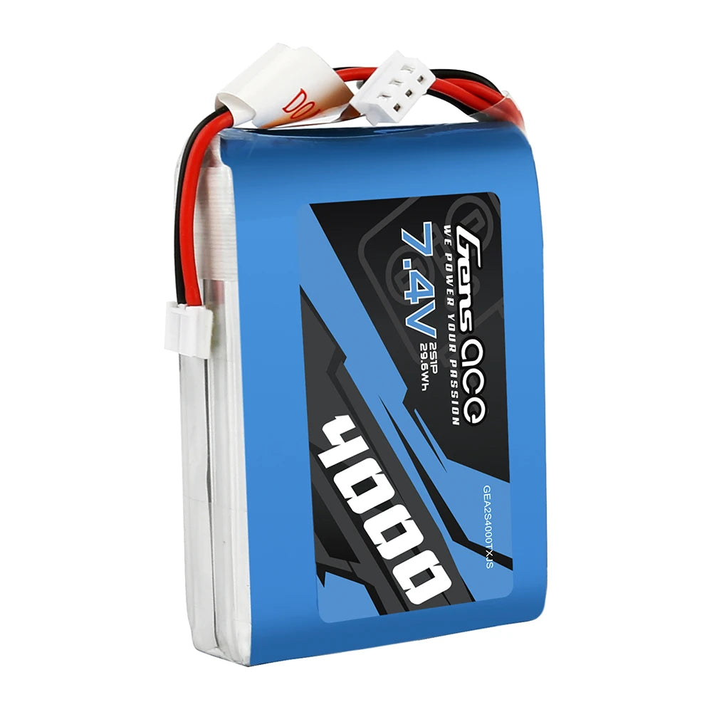 Gens ace 4000mAh 2S 7.4V Lipo Battery | JST-EHR Plug | TX&RX