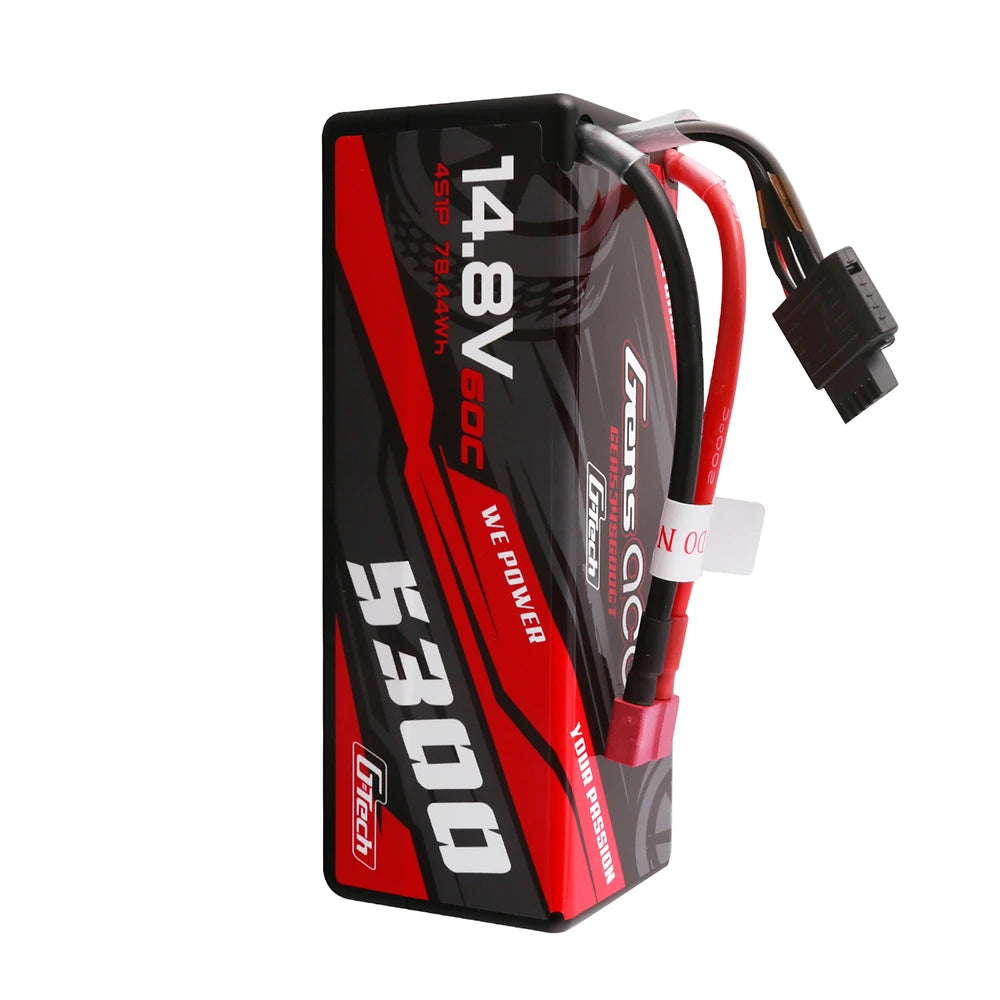 Gens ace 5300mAh 4S 60C 14.8V Lipo Battery | Hardcase | Deans Plug | Car Classic