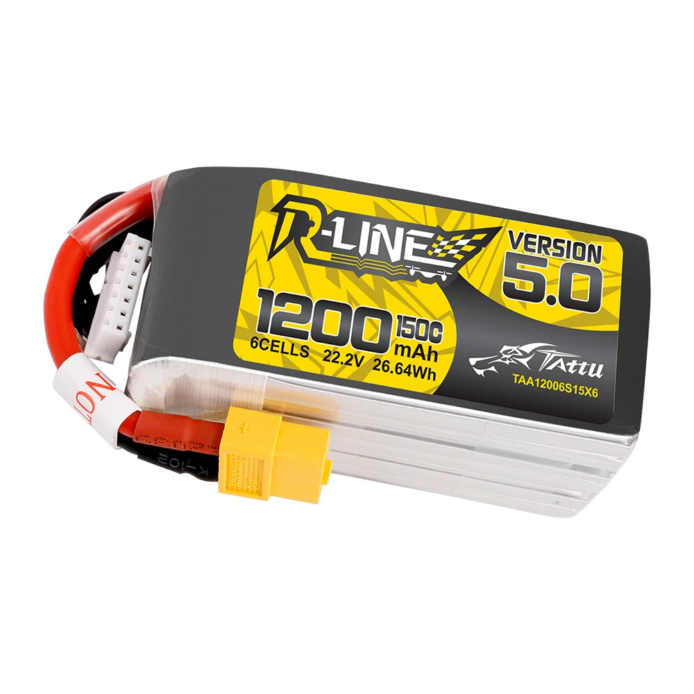 Tattu 1200mAh 6S 150C 22.2V Lipo Battery | XT60 Plug | R-Line 5.0