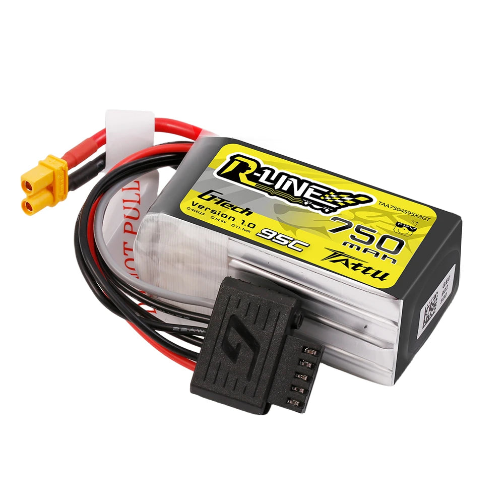 Tattu 750mAh 4S 95C 14.8V Lipo Battery | XT30 Plug | R-Line 1.0