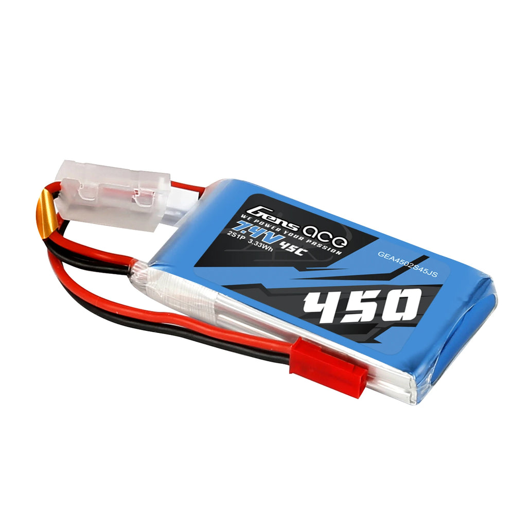 Gens ace 450mAh 2S 45C 7.4V Lipo Battery | JST-SYP Plug | Air Classic (Non-G-Tech)
