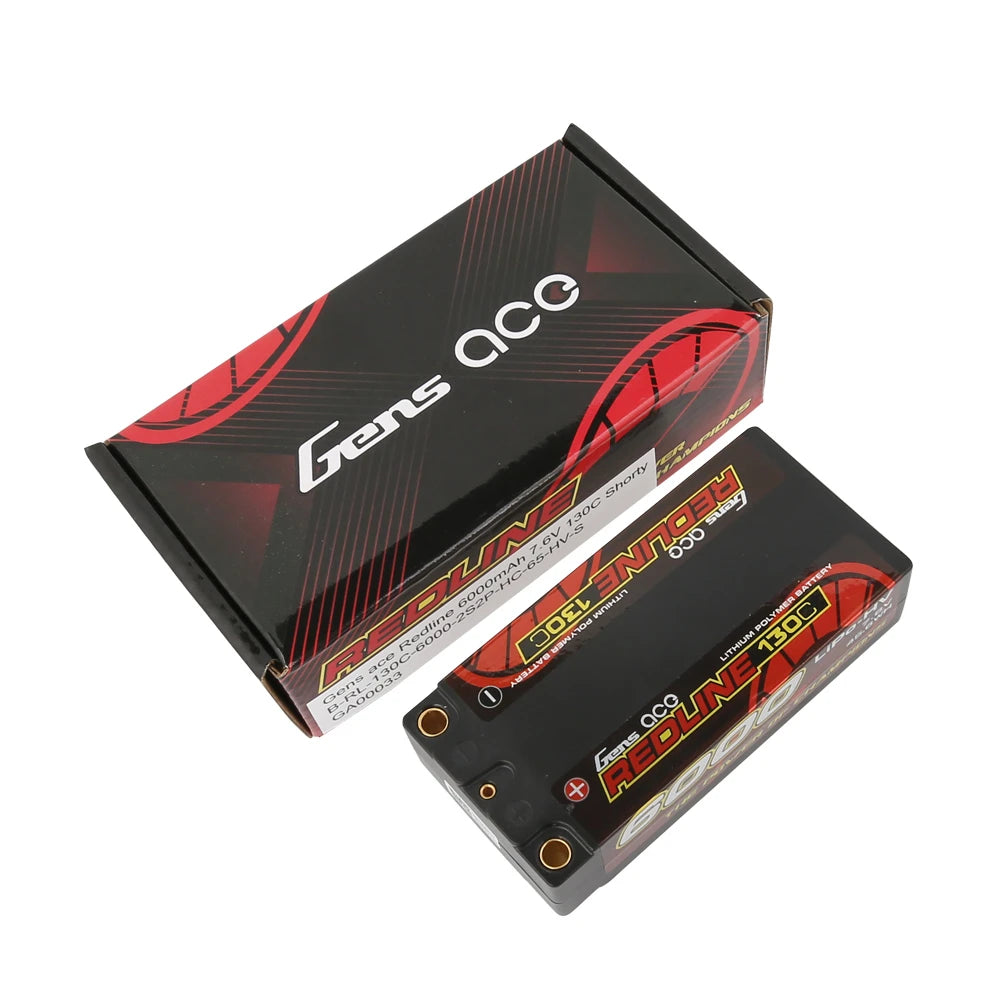 Gens ace 6000mAh 2S 130C 7.6V(HV) Lipo Battery | 5.0mm bullet | Redline 1.0