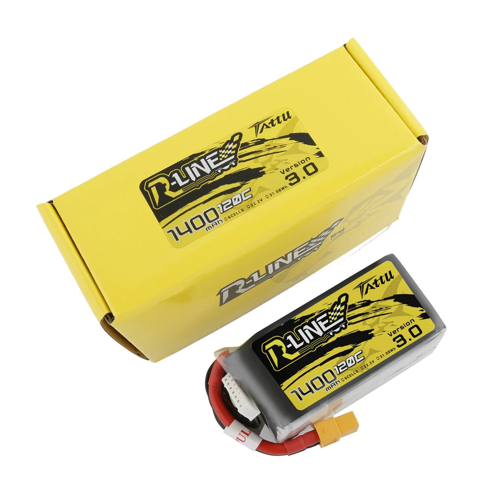 Tattu 1400mAh 6S 120C 22.2V Lipo Battery | XT60 Plug | R-Line 3.0
