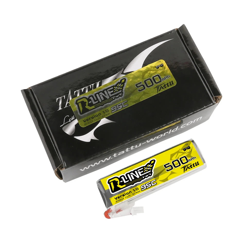 Tattu 500mAh 1S 95C 3.7V Lipo Battery | JST-PHR Plug | R-Line 1.0