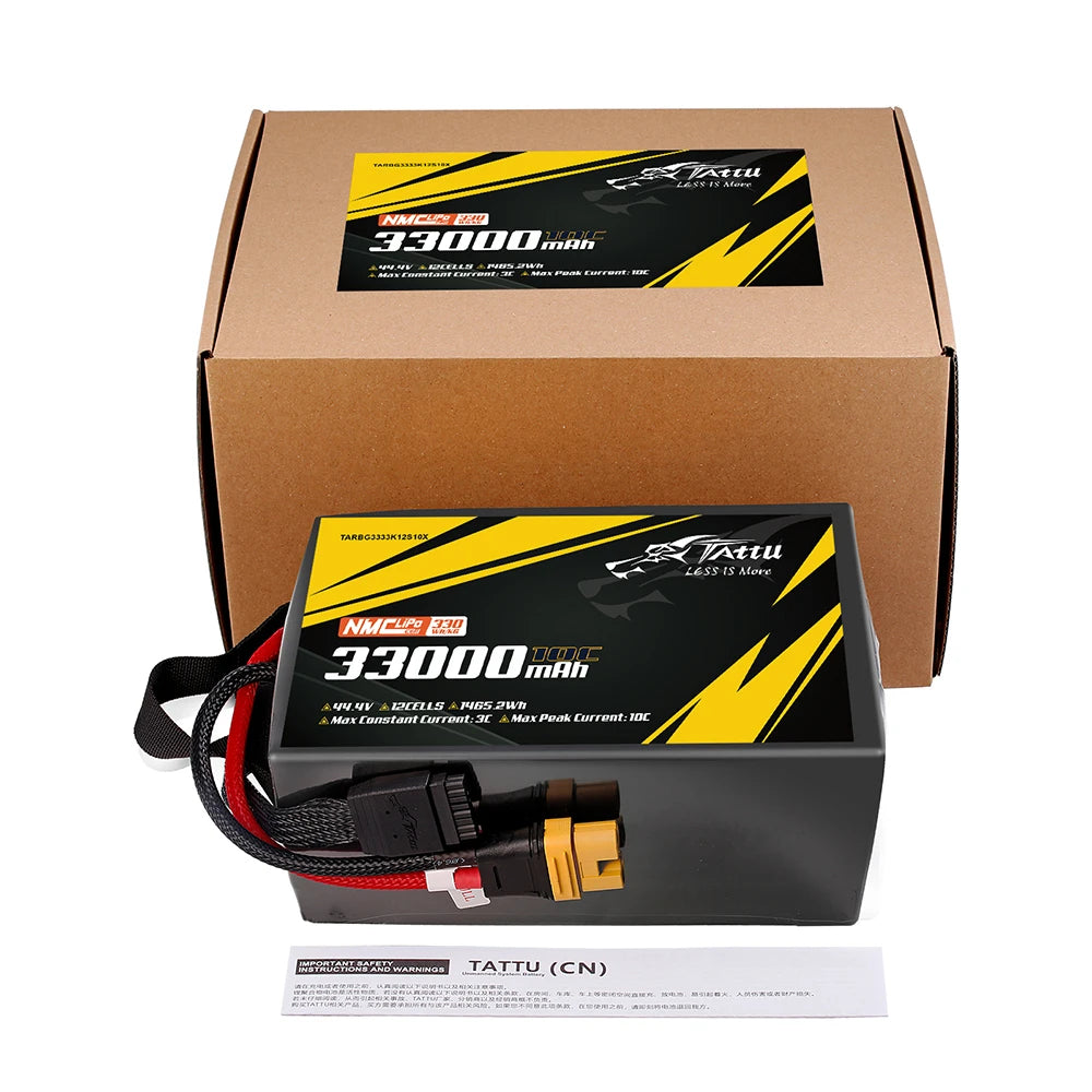Tattu 33000mAh 12S 10C 44.4V Lipo Battery | AS150U-F Plug | Semi-solid (330Wh/kg)