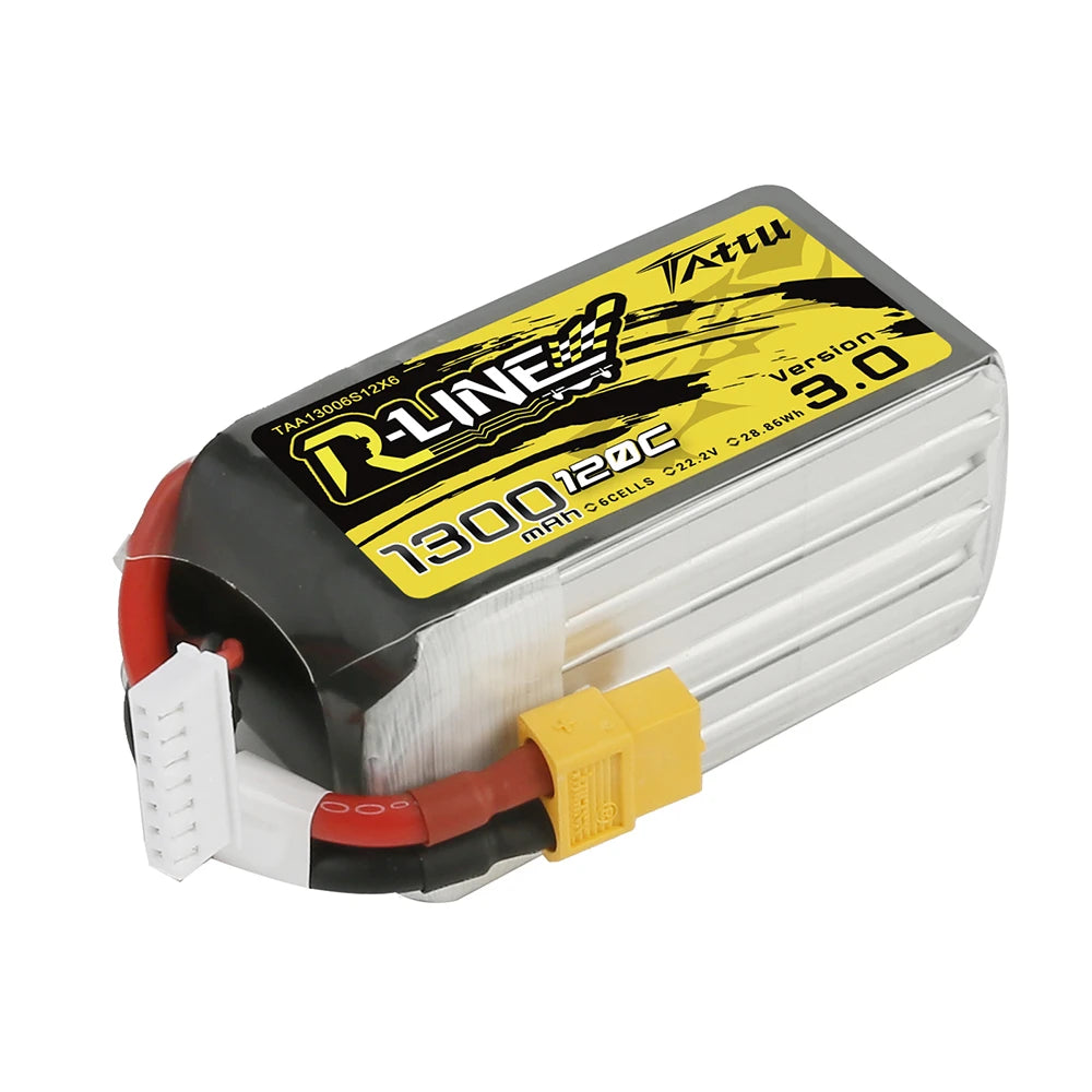 Tattu 1300mAh 6S 120C 22.2V Lipo Battery | XT60 Plug | R-Line 3.0