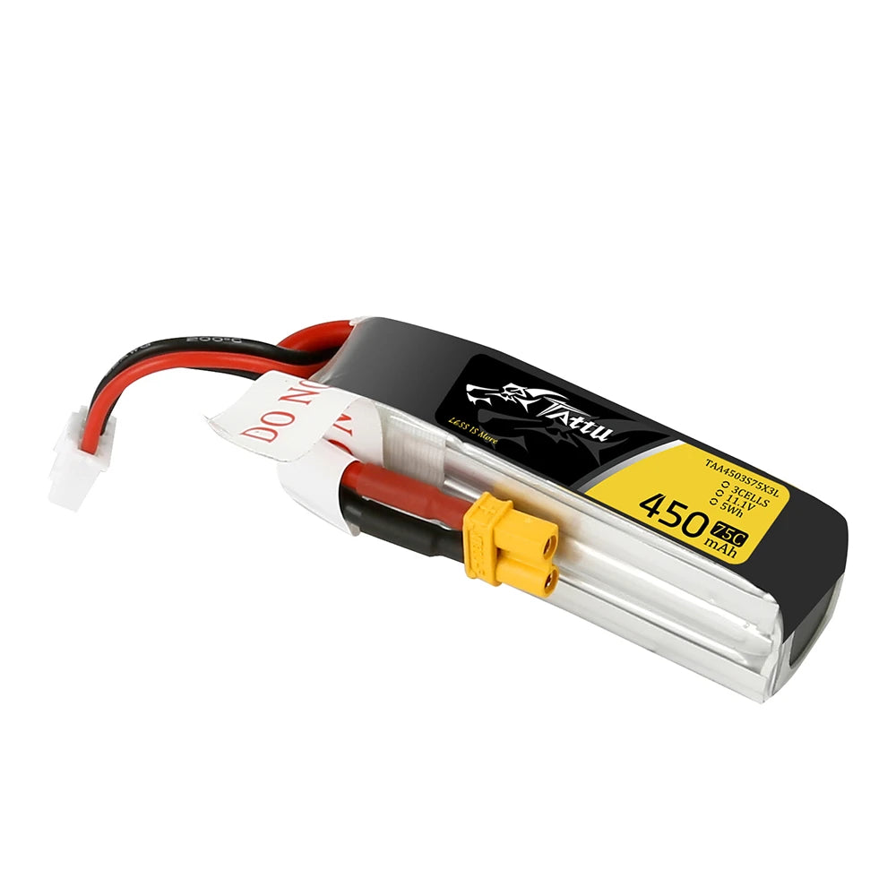 Tattu 450mAh 3S 75C 11.1V Long Lipo Battery | XT30 Plug | FPV Classic