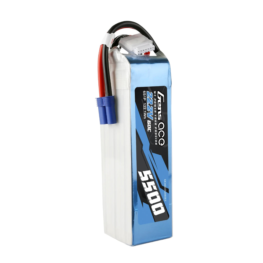 Gens ace 5500mAh 6S 60C 22.2V Lipo Battery | EC5 Plug | Air Classic (Non-G-Tech)