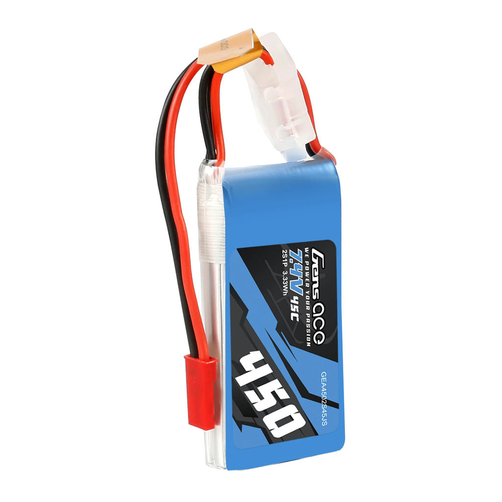 Gens ace 450mAh 2S 45C 7.4V Lipo Battery | JST-SYP Plug | Air Classic (Non-G-Tech)