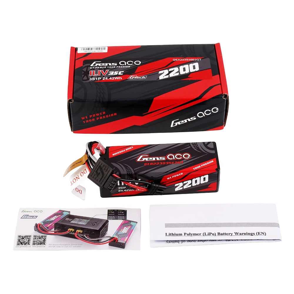 Gens ace 2200mAh 3S 35C 11.1V Lipo Battery | Hardcase | IEC2 Plug | Car Classic