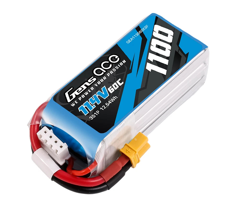 Gens ace 1100mAh 3S 60C 11.4V(HV) Lipo Battery | XT30 Plug | Air Classic (Non-G-Tech)