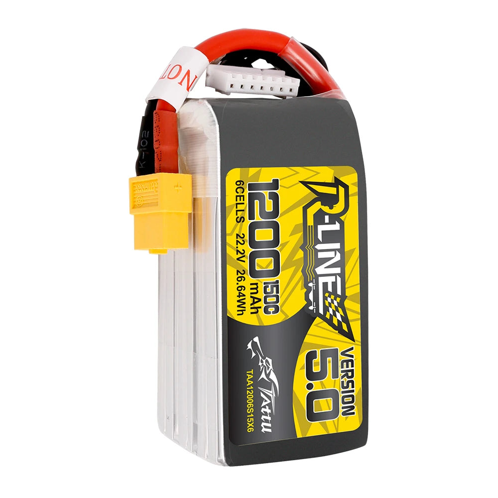 Tattu 1200mAh 6S 150C 22.2V Lipo Battery | XT60 Plug | R-Line 5.0