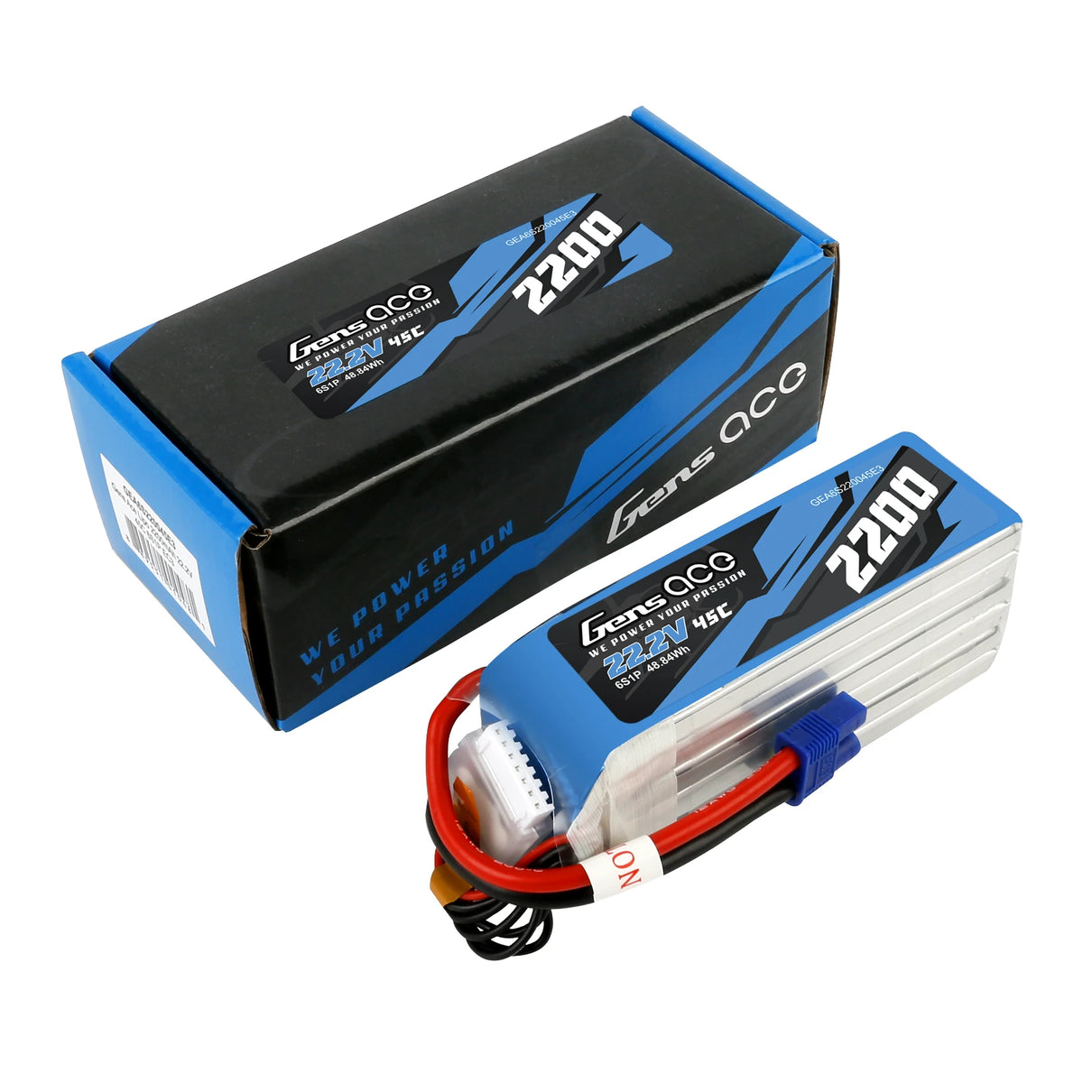 Gens ace 2200mAh 6S 45C 22.2V Lipo Battery | EC3 Plug | Air Classic (Non-G-Tech)