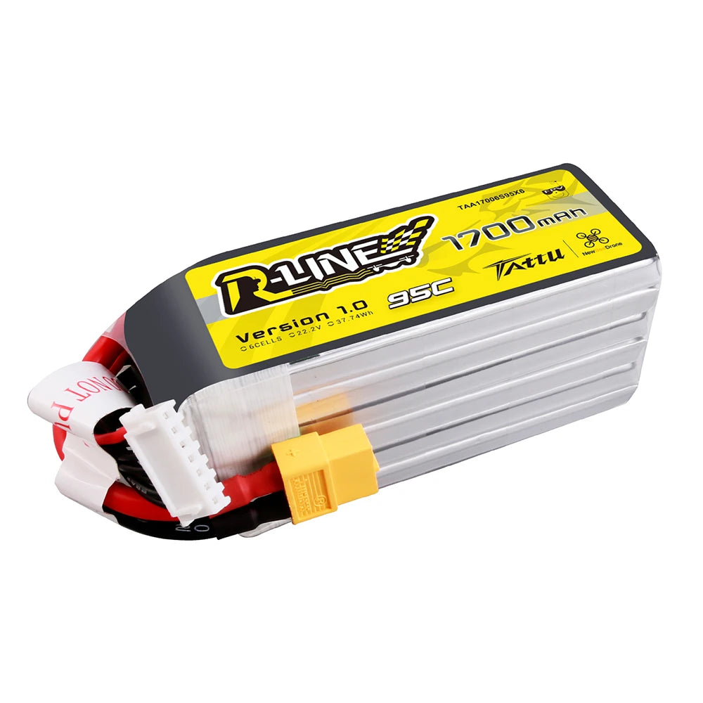 Tattu 1700mAh 6S 95C 22.2V Lipo Battery | XT60 Plug | R-Line 1.0