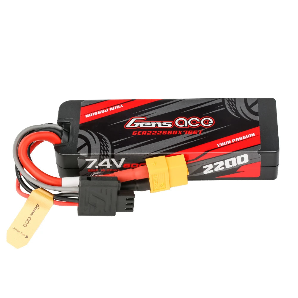 Gens ace 2200mAh 2S 60C 7.4V Lipo Battery | Hardcase | XT60 Plug | Car Classic