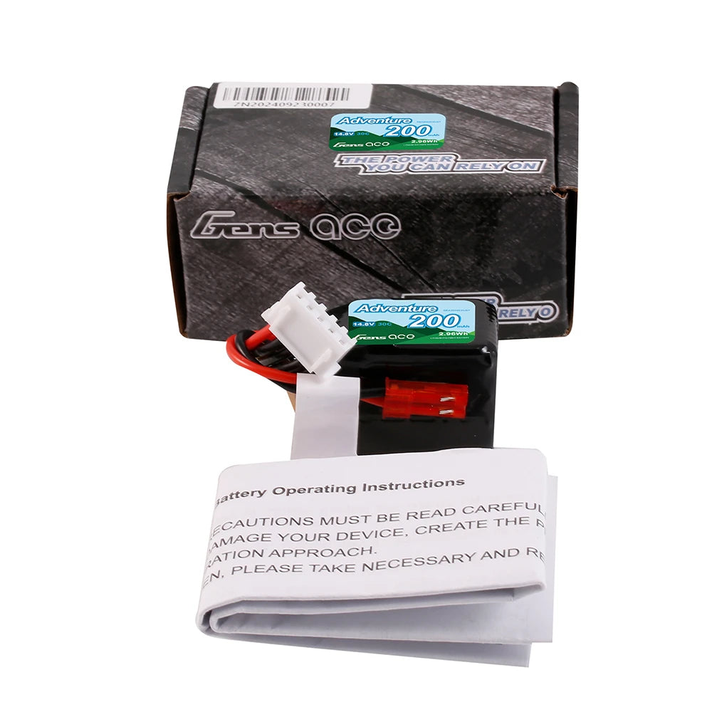 Gens ace 200mAh 4S 30C 14.8V Lipo Battery | JST Plug | Adventure (Non-G-Tech)
