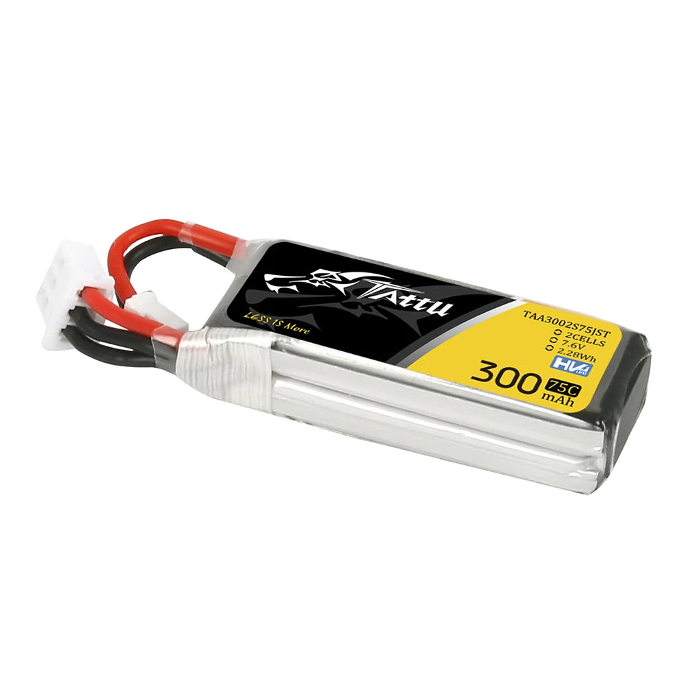Tattu 300mAh 2S 75C 7.6V(HV) Lipo Battery | JST-PHR Plug | FPV Classic