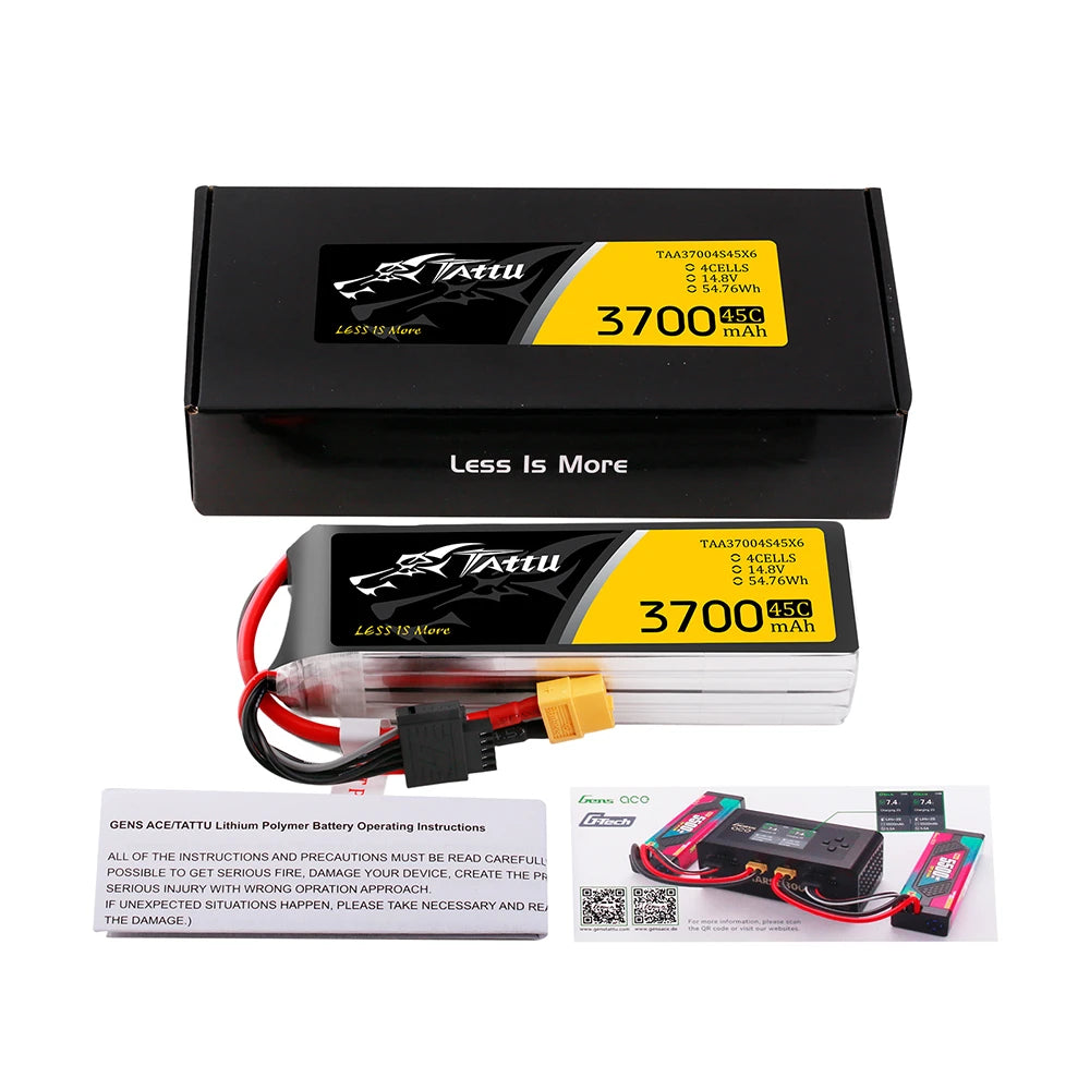 Tattu 3700mAh 4S 45C 14.8V Lipo Battery | XT60 Plug | UAV Classic