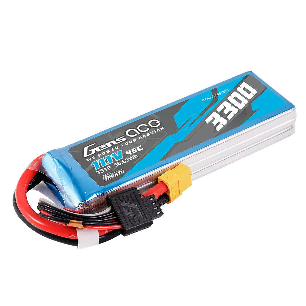 Gens ace 3300mAh 3S 45C 11.1V Lipo Battery | EC3+Deans | Air Classic