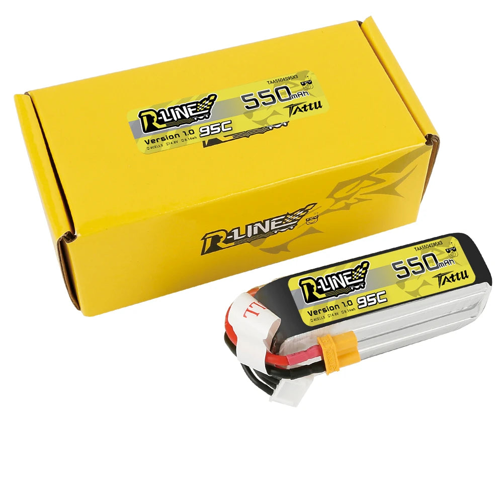Tattu 550mAh 4S 95C 14.8V Lipo Battery | XT30 Plug | R-Line 1.0