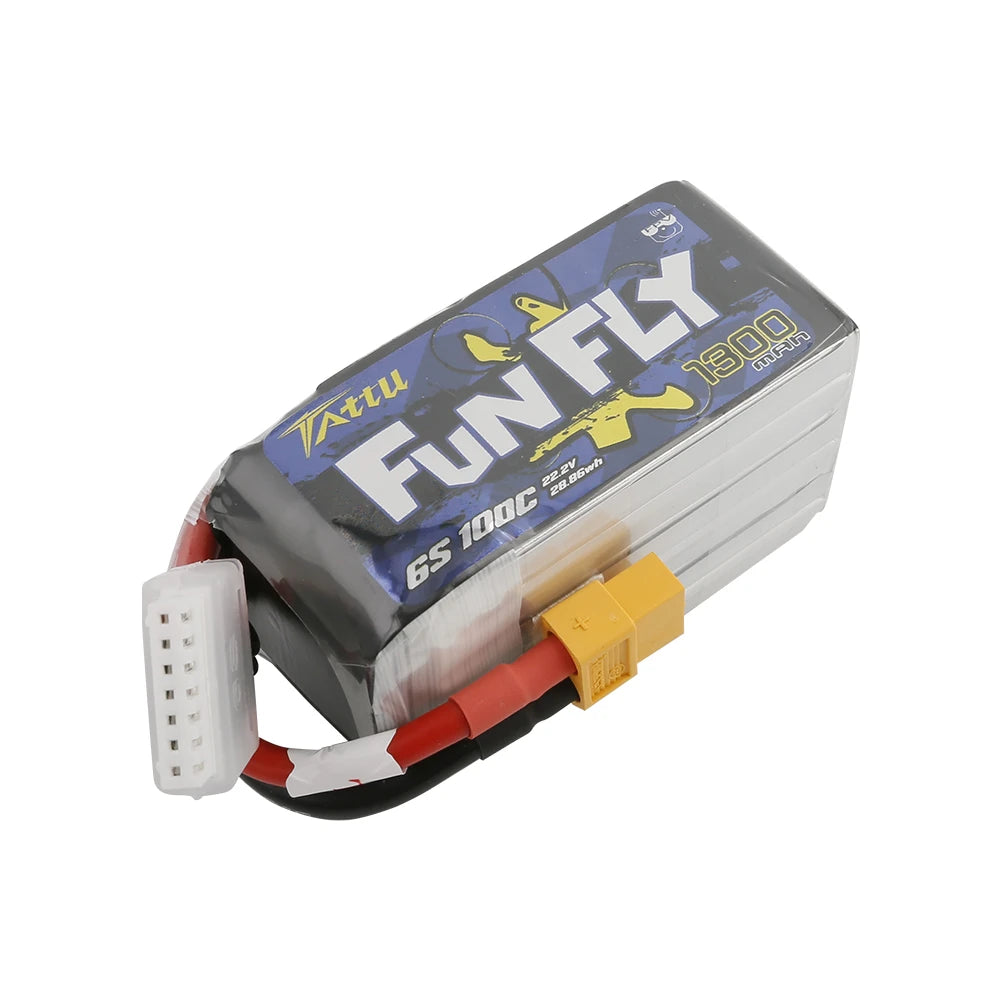 Tattu 1300mAh 6S 100C 22.2V Lipo Battery | XT60 Plug | FunFly
