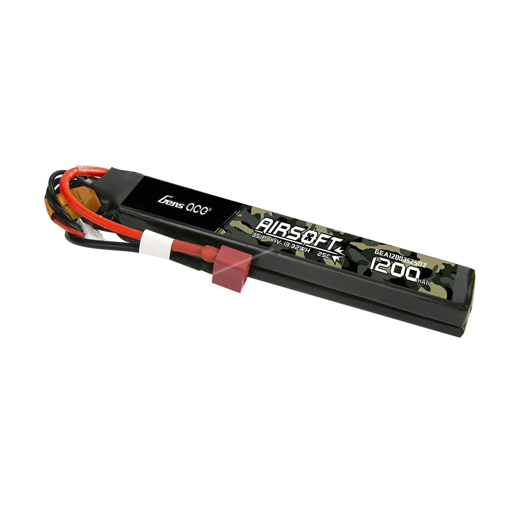 Gens ace 1200mAh 3S 25C 11.1V Lipo Battery | Deans Plug | Airsoft