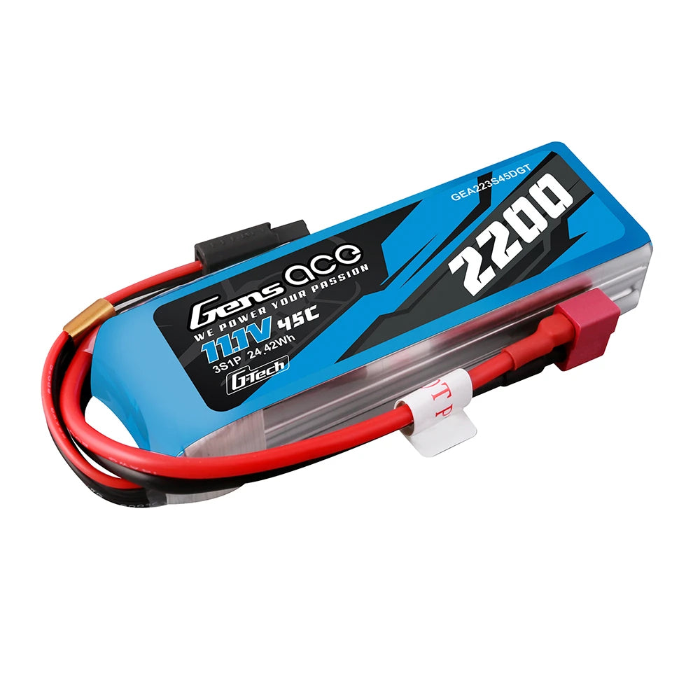 Gens ace 2200mAh 3S 45C 11.1V Lipo Battery | Deans Plug | Air Classic