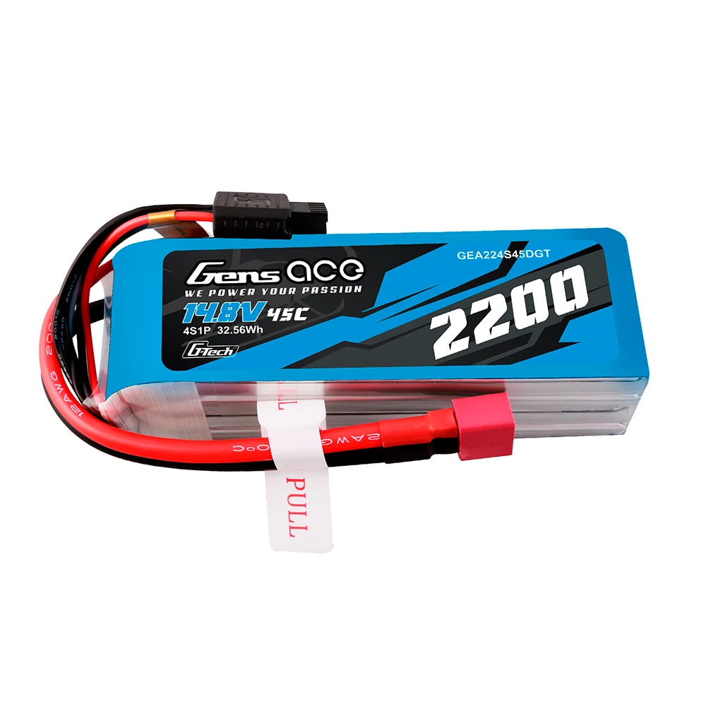 Gens ace 2200mAh 4S 45C 14.8V Lipo Battery | Deans Plug | Air Classic