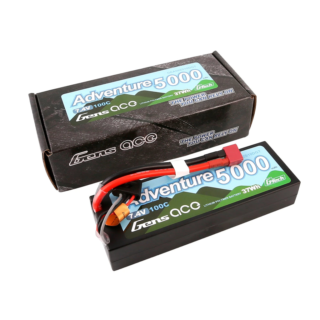Gens ace 5000mAh 2S 100C 7.4V Lipo Battery | Deans Plug | Adventure