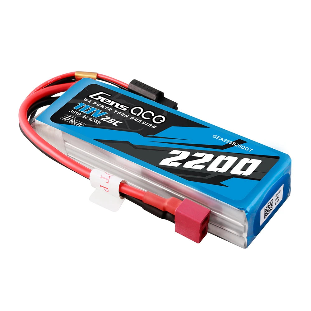 Gens ace 2200mAh 3S 25C 11.1V Lipo Battery | Deans Plug | Air Classic