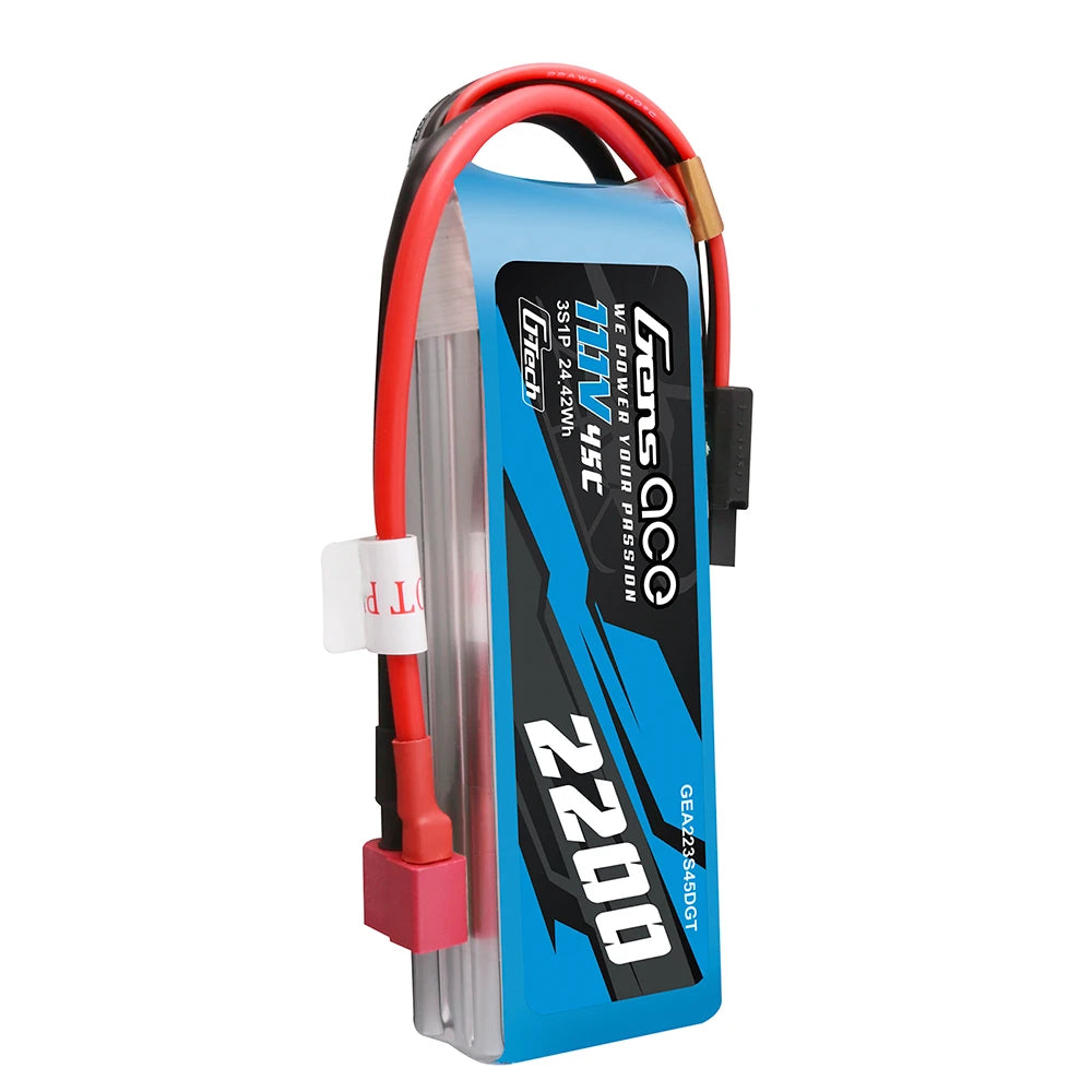 Gens ace 2200mAh 3S 45C 11.1V Lipo Battery | Deans Plug | Air Classic